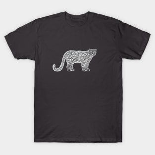 Snow Leopard Ink Art - on dark colors T-Shirt